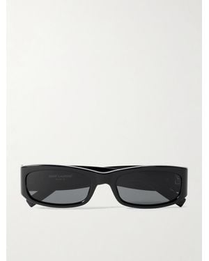 Saint Laurent Rectangle-Frame Acetate Sunglasses - Black