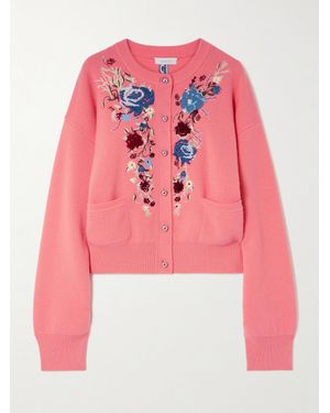 Rabanne Embroidered Crystal-Embellished Wool And Cashmere-Blend Cardigan - Pink