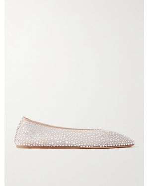 Le Monde Beryl Luna Ballerinas Aus Mesh Mit Lederbesätzen Und Kristallen - Natur