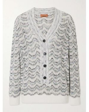 Missoni Striped Crochet-Knit Jumper - Grey