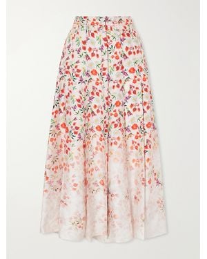 Gabriela Hearst Dugald Floral-Print Belted Pleated Silk Maxi Skirt - White