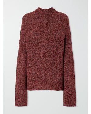 KHAITE Seth Oversized Cashmere And Silk-Blend Mélange Turtleneck Sweater - Red
