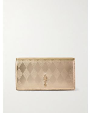 Christian Louboutin Bettina Clutch Aus Metallic-Leder Mit Argyle-Muster - Natur