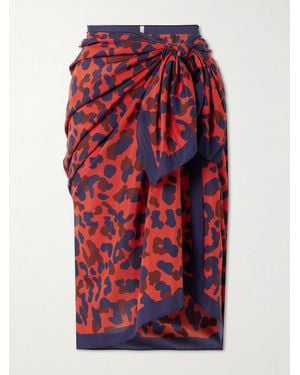 Eres Embrun Printed Cotton And Silk-Blend Voile Pareo - Red