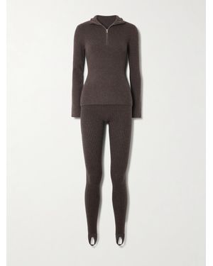 arch4 Ella Skiset Aus Pullover Und Leggings Aus Geripptem Kaschmir Mit Reißverschluss - Braun