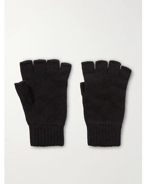 Johnstons of Elgin Net Sustain Cashmere Fingerless Gloves - Black