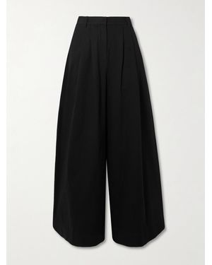 Posse Wesley Pleated Cotton-Twill Wide-Leg Pants - Black