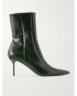 Paris Texas Lidia 70 Snake-Effect Leather Ankle Boots - Green
