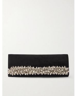 Jonathan Simkhai River East West Bead-Embellished Suede Clutch - Black
