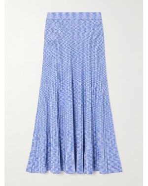 Zimmermann Mouline Ribbed-Knit Midi Skirt - Blue