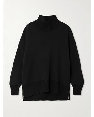 Varley Barker Oversized Zip-Detailed Stretch-Jersey Turtleneck Sweatshirt - Black
