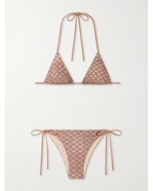 Missoni Metallic Crochet-Knit Bikini - Natur