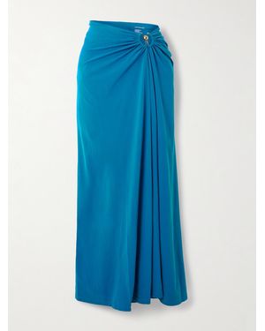 Christopher Esber Orbit Embellished Ruched Stretch-Jersey Maxi Skirt - Blue