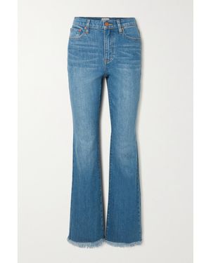 Alice + Olivia Fabulous 70's Frayed High-Rise Bootcut Jeans - Blue