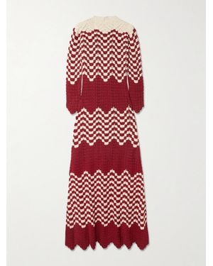 Escvdo Musa Crocheted Cotton Maxi Dress - Red
