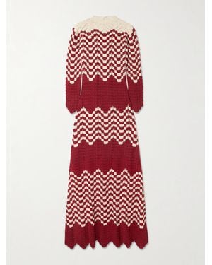 Escvdo Musa Maxikleid Aus Gehäkelter Baumwolle - Rot