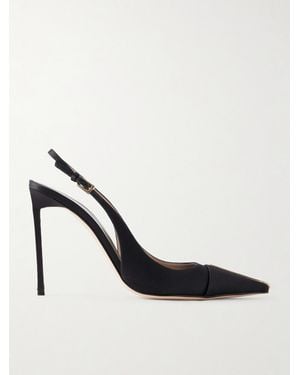 Tom Ford 105 Crystal-Embellished Satin Slingback Court Shoes - White