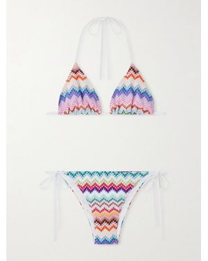 Missoni Mare Striped Metallic Crochet-Knit Triangle Bikini - Multicolour
