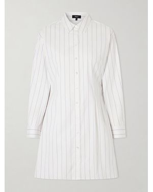 Theory Striped Cotton-Blend Poplin Mini Dress - White