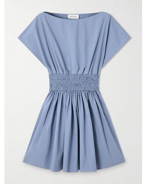 Matteau Shirred Organic Cotton Mini Dress - Blue