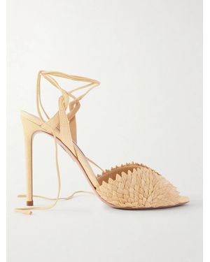 Aquazzura Rio Flirt 105 Mm Raffia Sandals - Natural