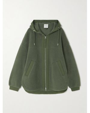 Varley Fey Hooded Jersey-Trimmed Recycled-Fleece Jacket - Green