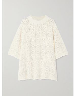 Loulou de Saison Antila Crocheted Cotton-Blend Chenille T-Shirt - Natural