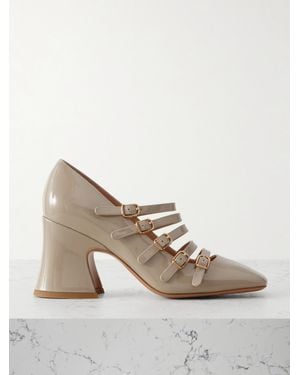 Chloé Janis Mary-Jane-Pumps Aus Lackleder Mit Schnallen - Natur
