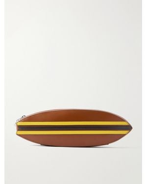 STAUD Surfboard Striped Leather Clutch - Brown