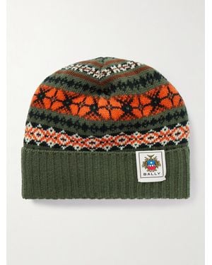 Bally Fair Isle Wool Beanie - Green