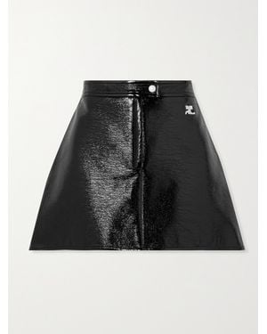Courreges Reedition Appliquéd Coated Cotton-Blend Mini Skirt - Black