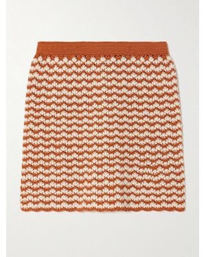 Escvdo Striped Crocheted Cotton Mini Skirt - Red