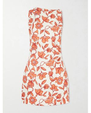 SIR. Chloe Floral-Print Linen-Blend Mini Dress - Red