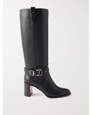 Christian Louboutin Dianouchette Botta 70 Buckled Leather Knee Boots - Black