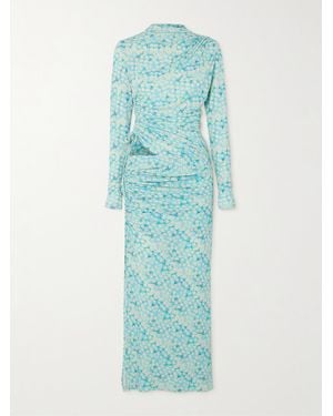 Siedres Arni Cutout Floral-Print Jersey Maxi Dress - Blue