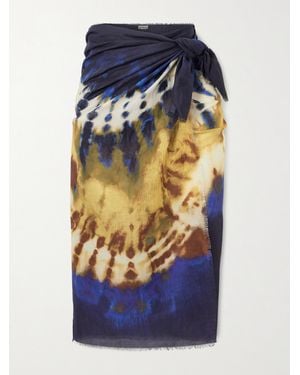 ALÉMAIS Martine Frayed Tie-Dyed Organic Cotton Pareo - Blue