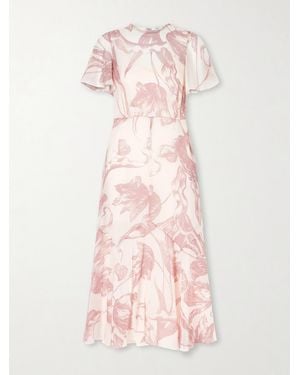 Erdem Printed Silk-Chiffon Midi Dress - Pink