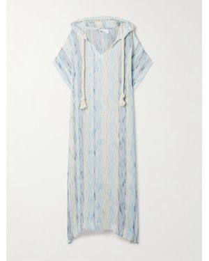 Lisa Marie Fernandez Hooded Striped Linen-Blend Gauze Kaftan - Blue
