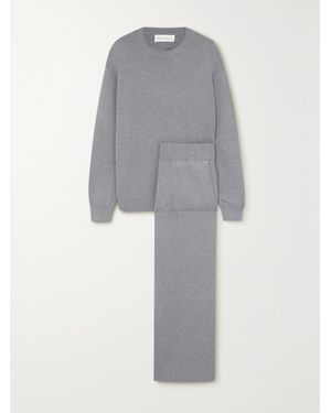 Olivia Von Halle Carmel Silk And Cashmere-Blend Sweatshirt And Track Trousers Set - Grey