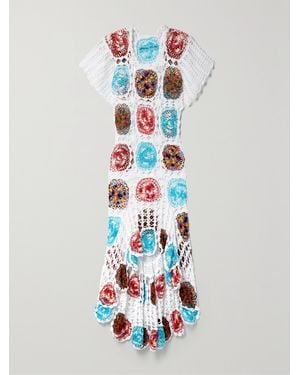 Alix Pinho Trancoso Crocheted Cotton Midi Dress - White