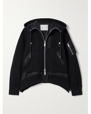 Sacai Mehrlagiger Hoodie Aus Jersey Aus Einer Baumwollmischung Mit Satin Und Ripsbandbesatz - Schwarz