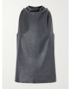Stouls Aurea Draped Leather Halterneck Top - Gray