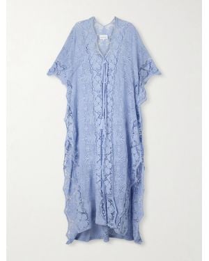 Miguelina Valentina Cotton-Lace Kaftan - Blue