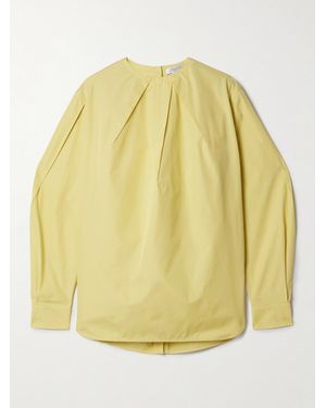 Max Mara Olinto Bluse Aus Baumwollpopeline Mit Gefalteten Details - Gelb