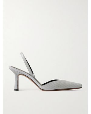 Neous Dilmun Suede-Trimmed Leather Slingback Court Shoes - White