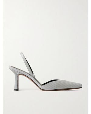 Neous Dilmun Suede-Trimmed Leather Slingback Court Shoes - White