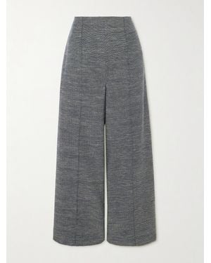 Emilia Wickstead Daffy Pleated Cotton-Blend Jacquard Wide-Leg Trousers - Grey