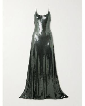 Alex Perry Sequined Mesh Gown - Green