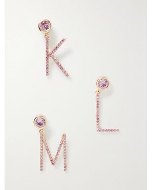 Charms Company Initial 14-Karat Sapphire Single Earring - Natural