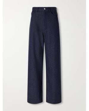 AURALEE Silk Mid-Rise Wide-Leg Trousers - Blue